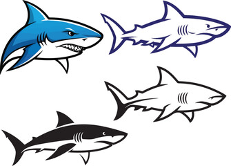 Bold Shark Silhouette Logo Vector