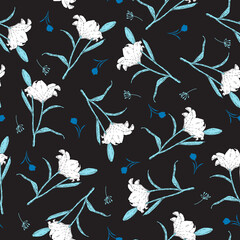Abstract Delicate White Petal Lily Garden Pattern. Ideal for elegant floral designs, botanical prints, textile patterns, and nature-inspired projects.