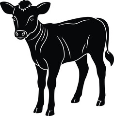 young calf silhouette vector icon.