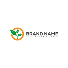 Natural leaf logo design with modern eco-friendly in circle shape