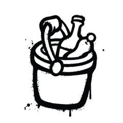 Graffiti Spray ice bucket on isolated white background