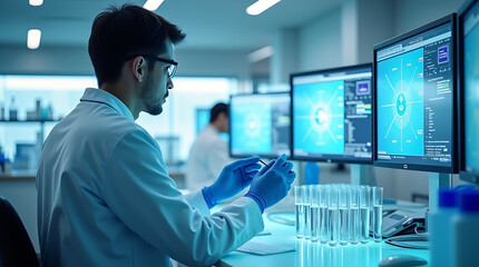 Medical Laboratory Technician Handling Digital Testing Equipment