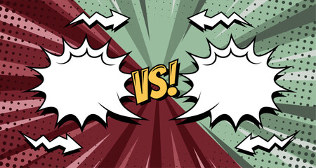 Versus background with speech bubble template in retro comics style