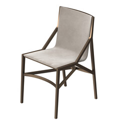 Modern Industrial Dining Chair with Fabric Seat, Top Angle View 3D Render