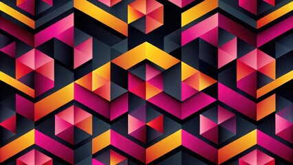 Abstract Geometric Pattern with Vivid Hues and Triangular Forms in a Repeating Design