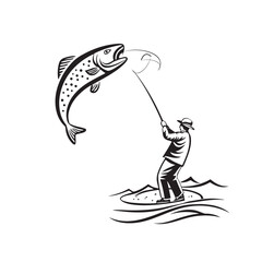 Hand-drawn fishing scene vector 