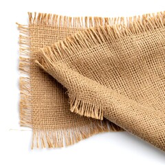 Burlap fabric folded on white
