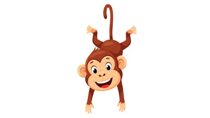 Cartoon Monkey Hanging Upside Down 1. This illustration features monkey, cartoon, animal.