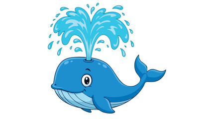 Fototapeta premium Cartoon Whale Spouting Water Illustration. This illustration features whale, cartoon, illustration.