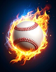 Burning baseball in flames