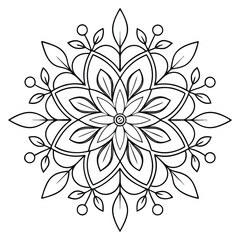 Detailed Mandala Flower Pattern in Black and White for Artwork