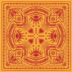 scarf design bandana print nature eye flower leaf 