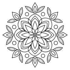 Elegant Floral Mandala Vector Line Art for Coloring and Design
