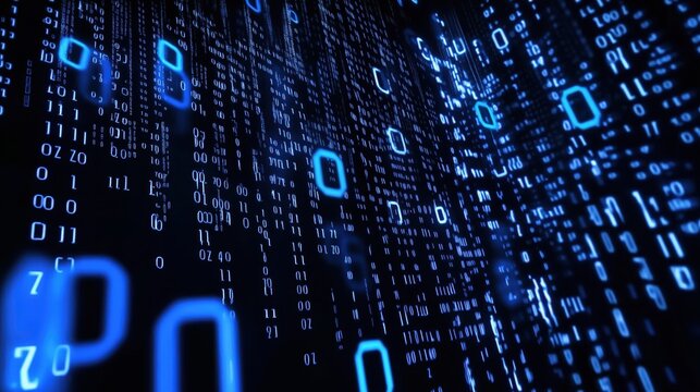 Abstract digital background with blue binary code - Powered by Adobe