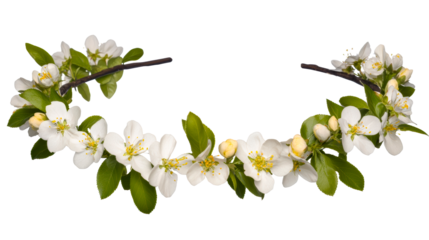 White flower crown design on a transparent background