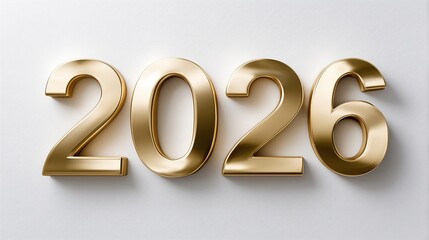 Golden 2026 text design on a smooth light background for celebrations