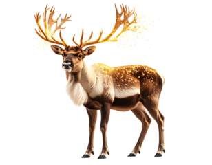  Fantasy Reindeer with Glowing Antlers, Mystical Aura, isolated PNG