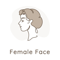 Elegant woman portrait, fashion profile icon, beauty sketch icon