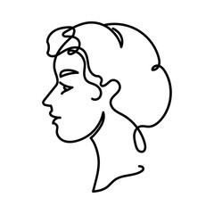 Female face icon, woman profile, beauty line art, elegant lady, face outline vector