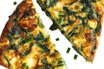 Delicious spinach and feta frittata slices.