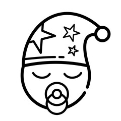 Sleeping baby with pacifier - vector icon