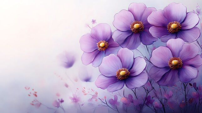 A purple watercolor flower on a white background, perfect for romantic cards, invitations, posters, or banners 