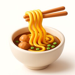 Delicious bowl of noodles with chopsticks and savory broth