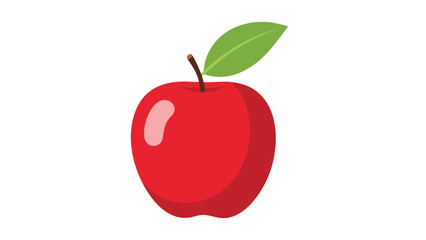 Fototapeta premium Red Apple with Green Leaf 1. This illustration features apple, fruit, red.