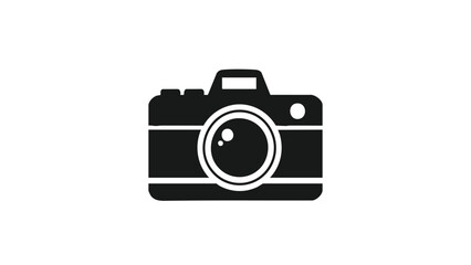 Simple Black and White Camera Icon. This illustration features camera, photography, icon.