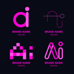 AI Vectors Logo Set Modern Designs for Artificial Intelligence Concepts