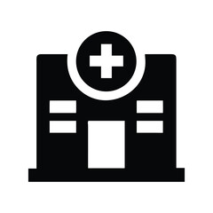Fototapeta premium Clean Silhouette of a Hospital Building with Emergency Cross Symbol
