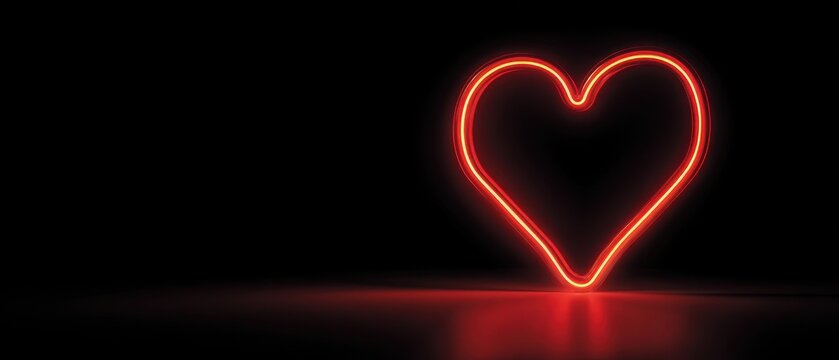 The glowing neon heart symbolizing love and romance in a dark setting. - Powered by Adobe