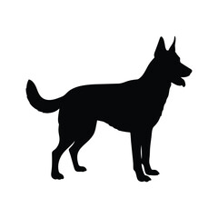 German Shepherd Silhouette Standing Alert Vector Illustration