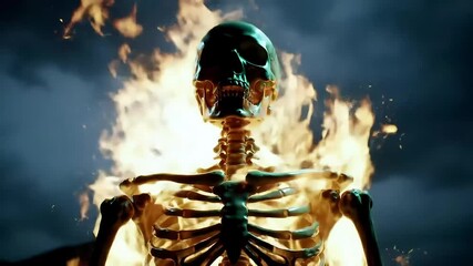 Fiery Skeleton  A Visual Journey Into Inferno and Anatomy