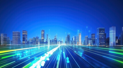 Fototapeta premium Futuristic Cityscape with Light Trails