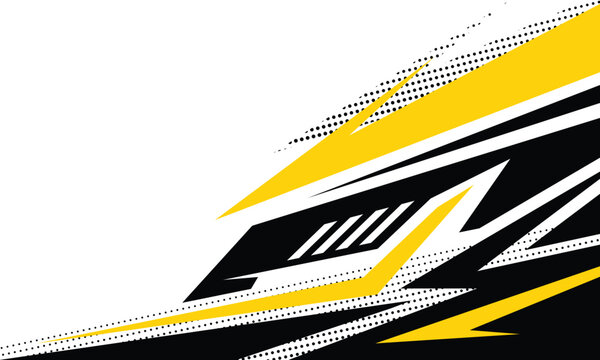 Abstract black and yellow geometric stripes racing background for car wrap sticker
