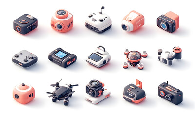 Collection of miniature drones and robotic gadgets