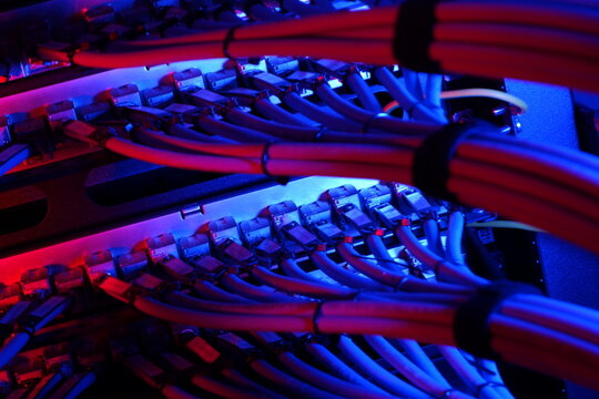 Colorful Network Cables in Server Room - Powered by Adobe