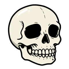 Obraz premium Cartoon skull illustration in a playful style with black outlines 