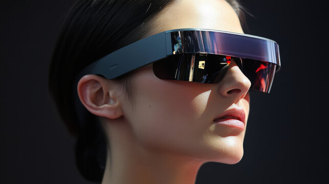 Female in modern smart glasses