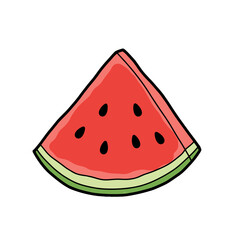 Watermelon slice with seeds in a hand-drawn flat vector illustration  