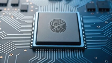 Close-Up Fingerprint Scanner on Circuit Board with Gigapixel Detail