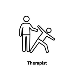 Vector icon of a therapist guiding a patient through exercise for rehabilitation and wellness