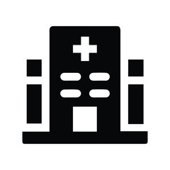 Obraz premium Black Hospital Icon Illustrates Healthcare Facility and Medical Care Symbolism