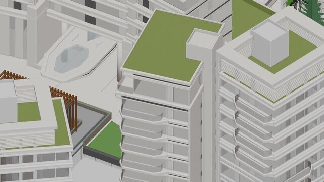Animation of a Generic Apartment Building Complex, seamless looped animation