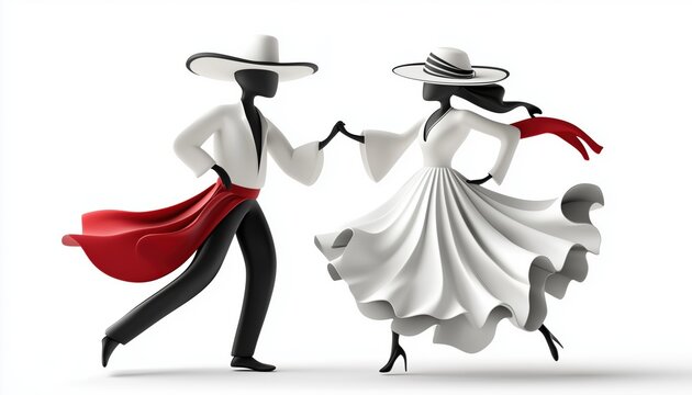 Traditional Chilean Cueca Dance Performance By Two Huasos At White Fiestas Patrias Celebration: A Festive Display Of Culture And Heritage.