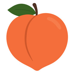 Perfect Peach: A juicy, ripe peach illustration with a vibrant green leaf and brown stem, evoking freshness and sweet summer tastes.