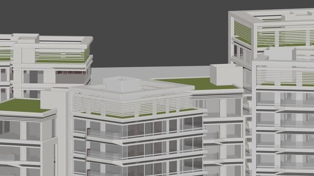 Animation of a Generic Apartment Building Complex, seamless looped animation