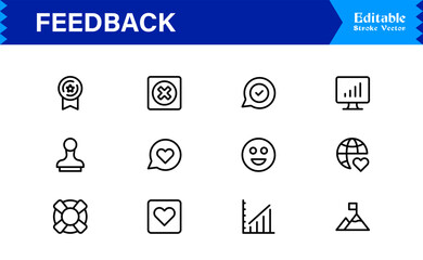 Feedback Collection Icons – Clean Minimalist Symbols for Ratings, Comments, and Surveys – Premium Vector Pack