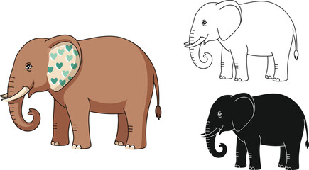 Cartoon elephant drawing vector illustration african wildlife animal design concept art